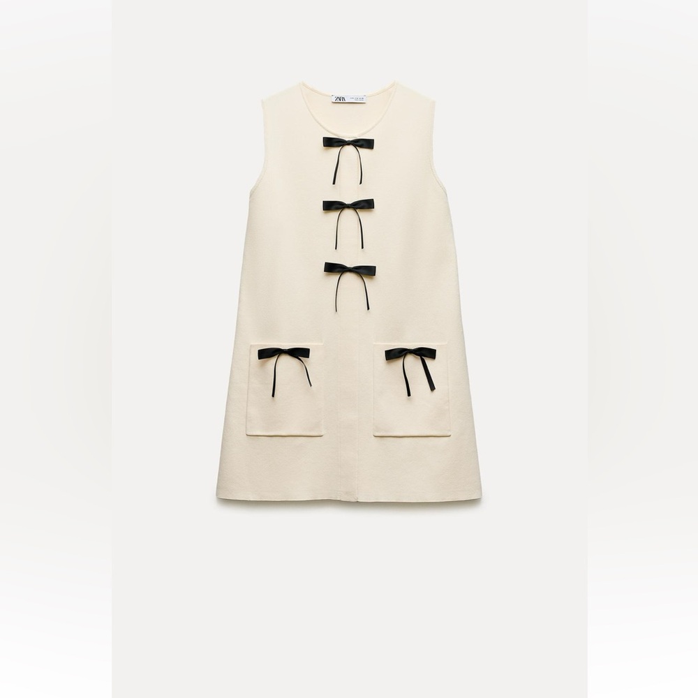 ZARA KNIT MINI DRESS WITH CONTRASTING BOWS